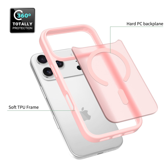 A-One Brand - iPhone 17 Pro Mobilskal MagSafe Acrylic Skin Touch - Rosa