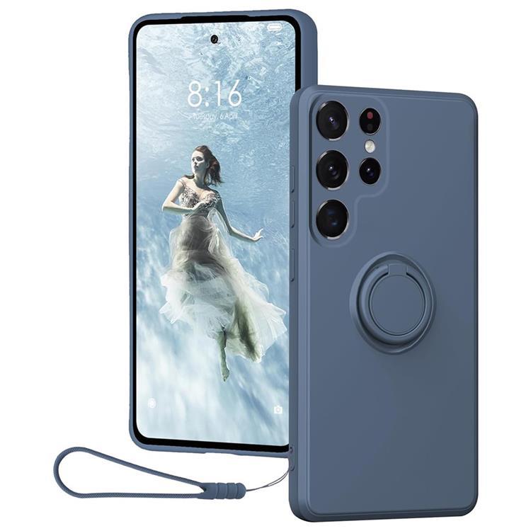 Mobilskal till Galaxy S25 Ultra Ring Kickstand med Rem (Mörkblå) | 2353 | AlltMobil