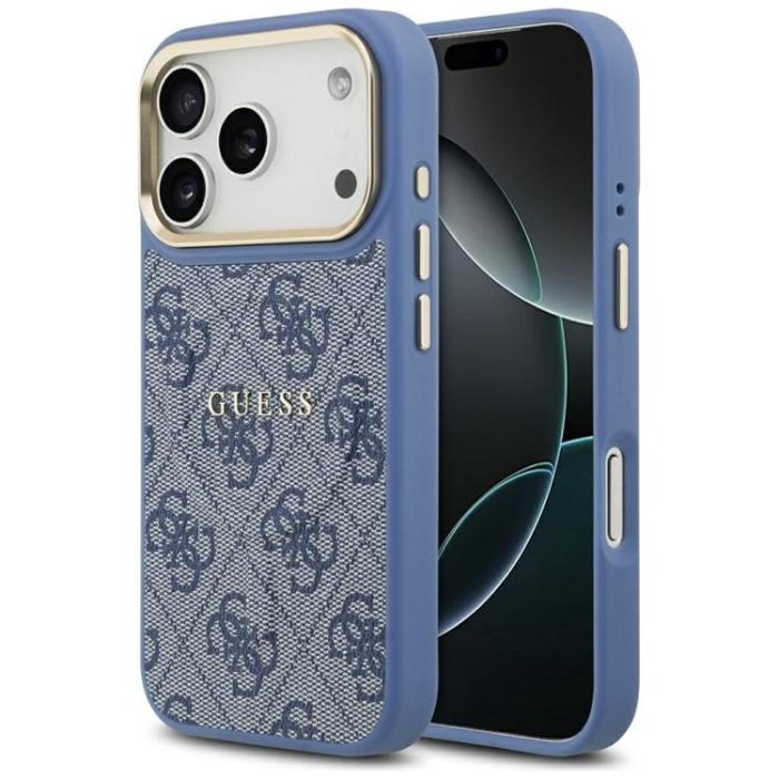Guess - Guess iPhone 17 Pro Mobilskal MagSafe 4G PU Classic Logo - Blå