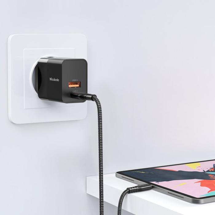 OEM - MCDODO MDD Hydrogen Series Snabbladdare 20W USB-A + Type-C - Svart