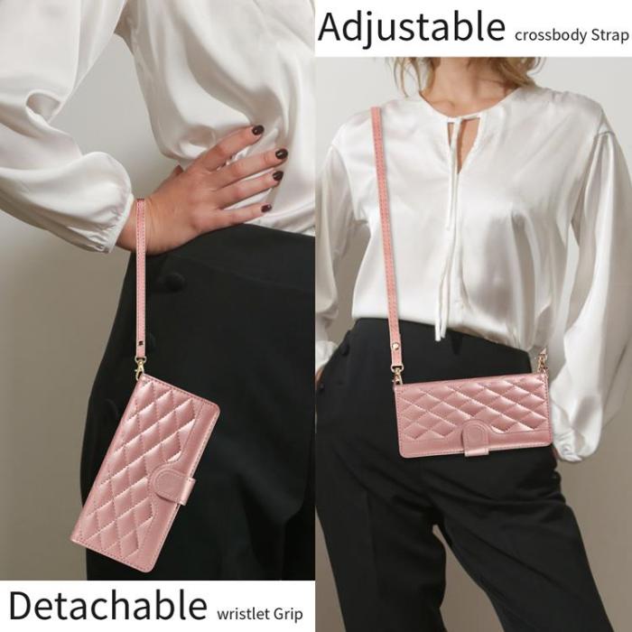 A-One Brand - Xiaomi 17 Pro Max Plånboksfodral Rhombus Läder Med Rem - Roséguld