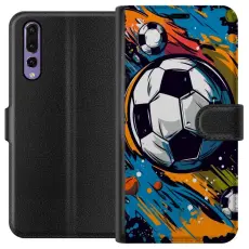 Gustaf - Pl&aring;nboksfodral till Huawei P20 Pro med Fotbollar