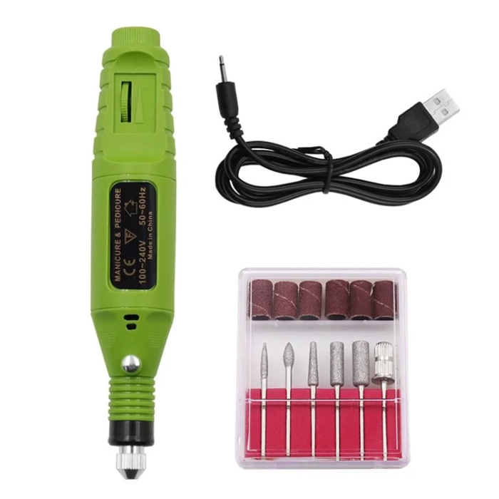 OEM - Elektrisk Nagelfilsset USB Uppladdningsbar - Grön