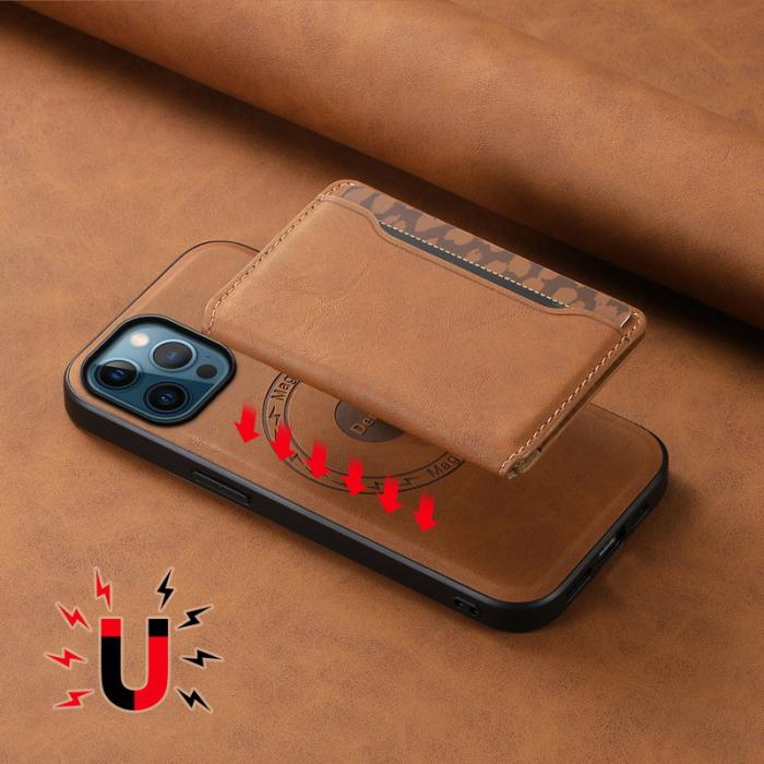 DENIOR - DENIOR D13 iPhone 12 Pro Max Fodral Retro Textur PU+TPU+PC Brun