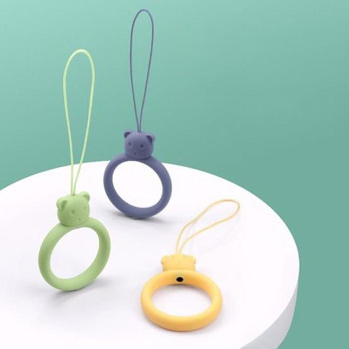 OEM - Mobilsnöre Bear Ring Silicone - Grön
