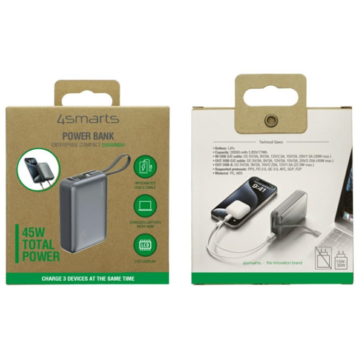 4smarts - 4smarts Powerbank 20000mAh 45W Enterprise Compact - Grå