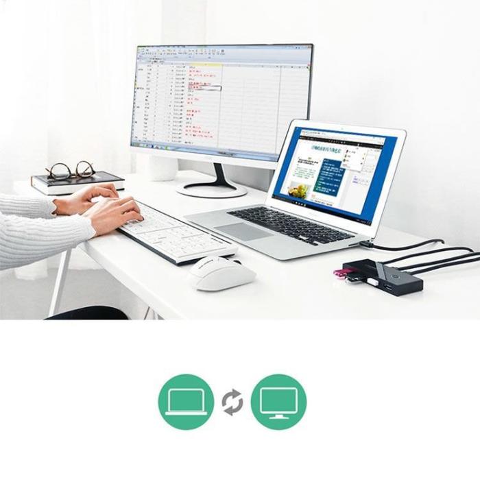 Ugreen - Ugreen Switch Box HUB switch 4x USB 2.0 USB Splitter För Två Datorer - Svart