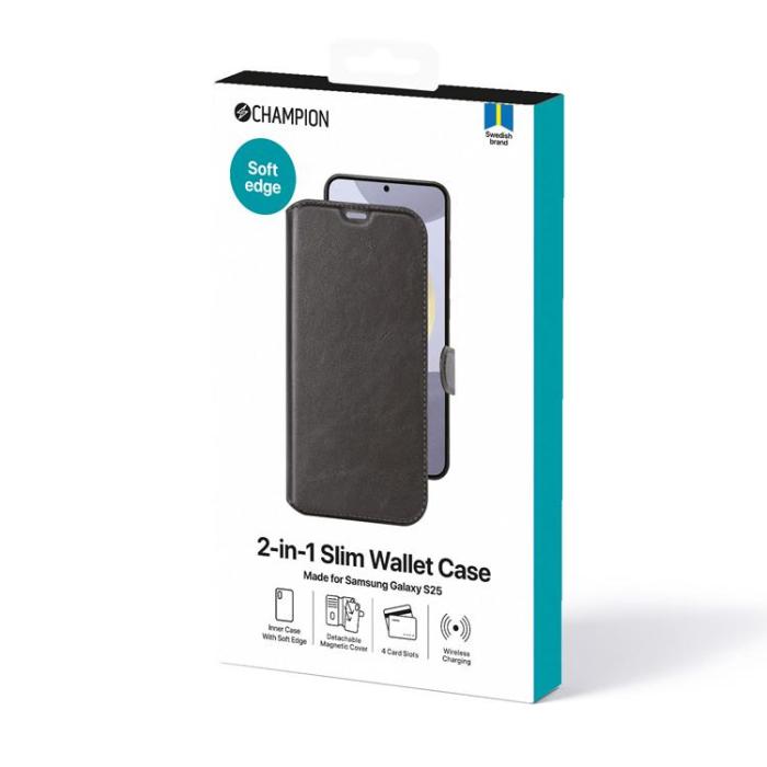 Champion - CHAMPION Galaxy S25 Plånboksfodral 2-in-1 Slim - Svart