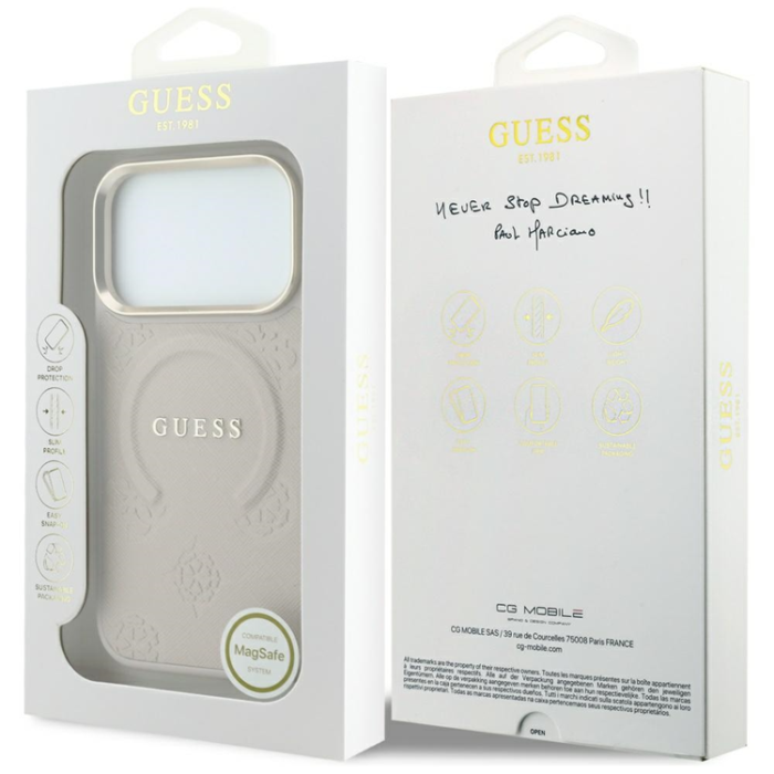 Guess - Guess Mobilskal För iPhone 18 Pro Max Magsafe Saffiano Peony - Rosa