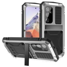 R-JUST - R-JUST Mobilskal till Galaxy S25 PC + Silikon + Metall St&auml;ll - Silver