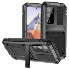 R-JUST - R-JUST Mobilskal till Galaxy S25 PC Silikon Metall St&auml;ll - Svart