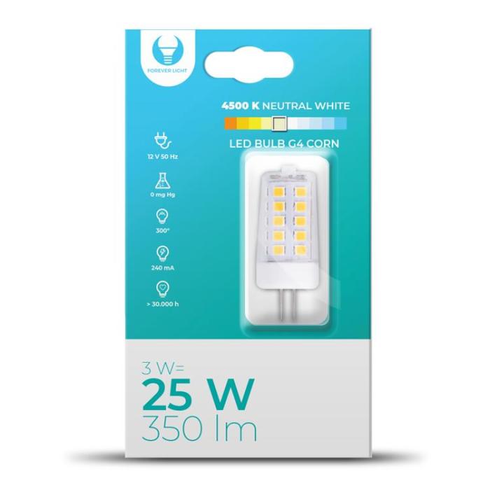 Forever Light - Forever Light LED Glödlampa G4 Corn 3W 12V 4500K 350lm