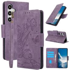 OEM - Pl&aring;nboksfodral f&ouml;r Samsung Galaxy S26 Konstl&auml;der Blommor - Lila