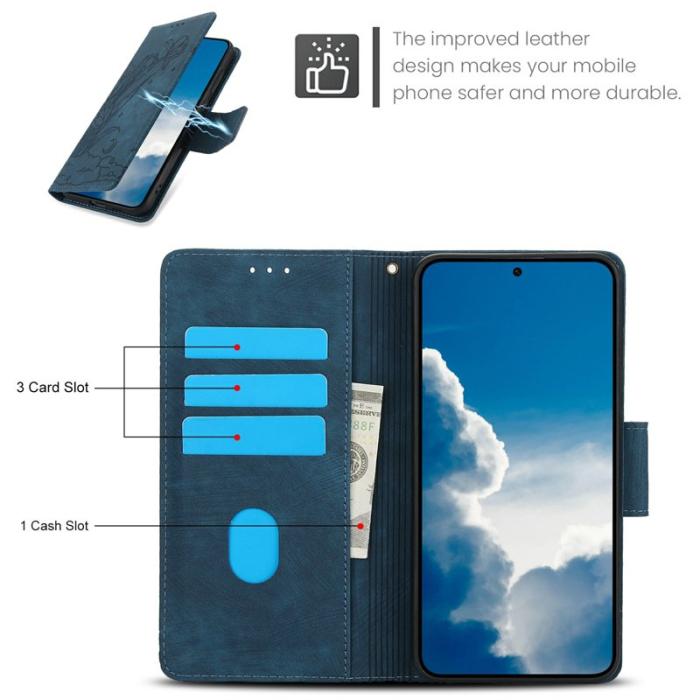 OEM - Plånboksfodral för Samsung Galaxy S26 Konstläder Blommor - Blå