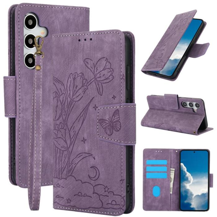 OEM - Plånboksfodral för Samsung Galaxy S26 Konstläder Blommor - Lila