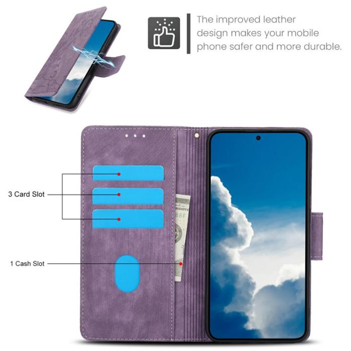 OEM - Plånboksfodral för Samsung Galaxy S26 Konstläder Blommor - Lila