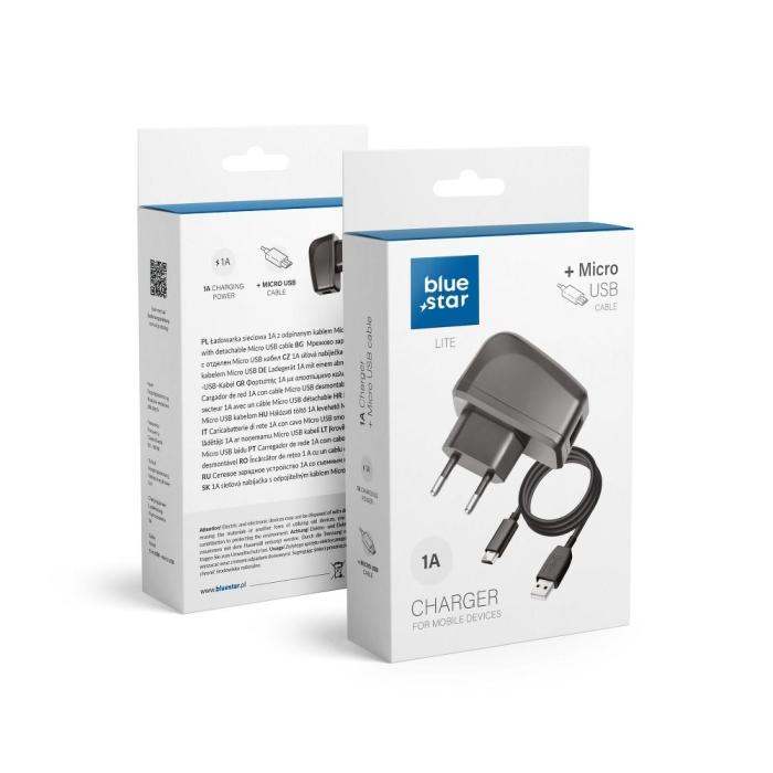 Blue Star - Blue Star Laddare USB-A, 1A med micro-USB kabel 1.13m