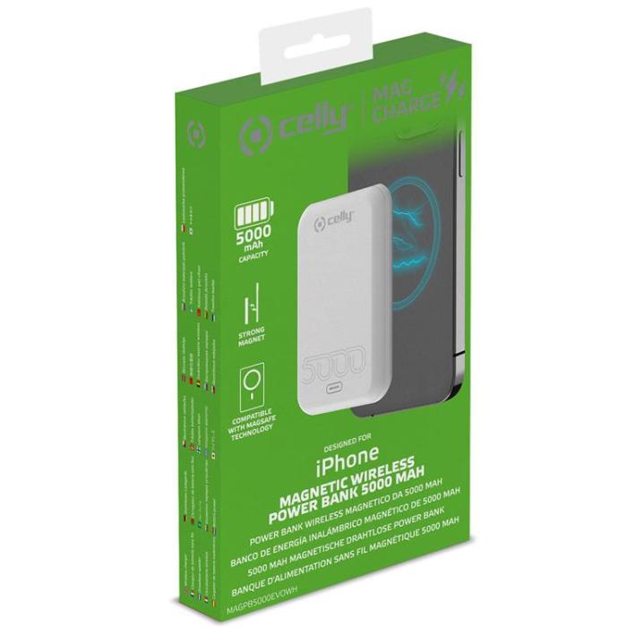 Celly - Celly PowerBank 15W MagSafe Trådlös laddning 5000mAh