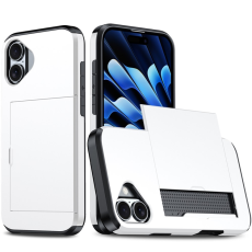 Amorus - AMORUS iPhone 17 Mobilskal Med Glidande Korthållare - Vit