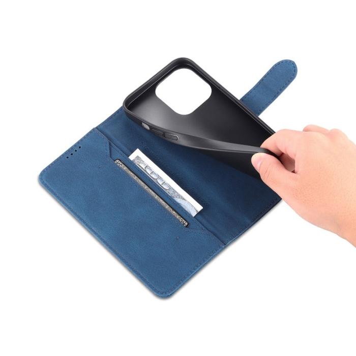 AZNS - AZNS iPhone 13 Pro Plånboksfodral Konstläder - Ställfunktion - Blå