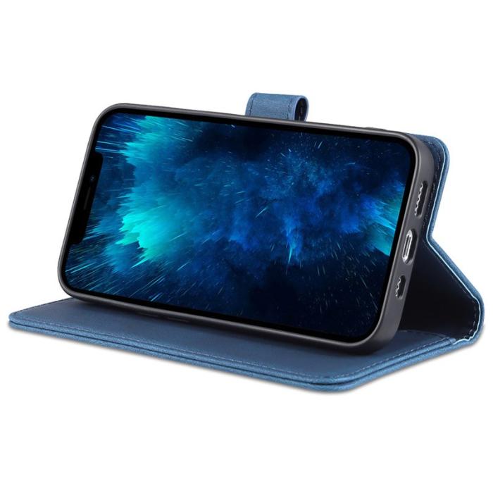 AZNS - AZNS iPhone 13 Pro Plånboksfodral Konstläder - Ställfunktion - Blå