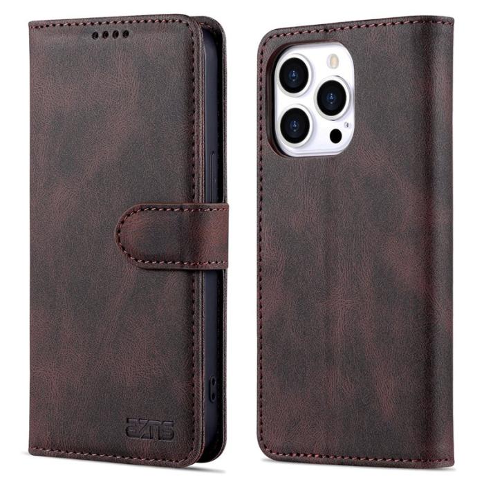 AZNS - AZNS iPhone 13 Pro Plånboksfodral Konstläder - Ställfunktion - Brun