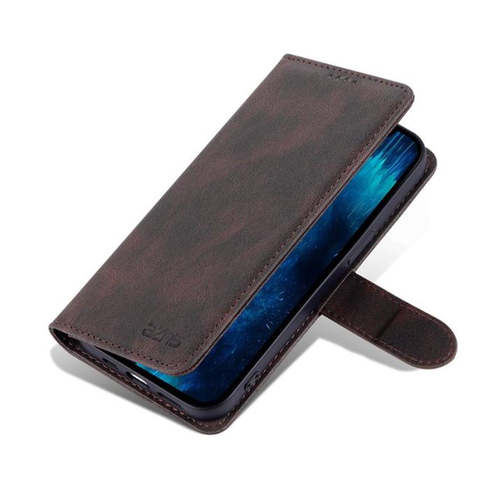 AZNS - AZNS iPhone 13 Pro Plånboksfodral Konstläder - Ställfunktion - Brun