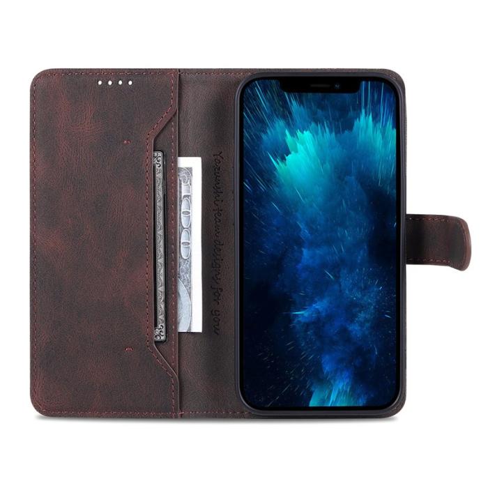 AZNS - AZNS iPhone 13 Pro Plånboksfodral Konstläder - Ställfunktion - Brun