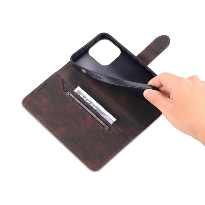 AZNS - AZNS iPhone 13 Pro Plånboksfodral Konstläder - Ställfunktion - Brun