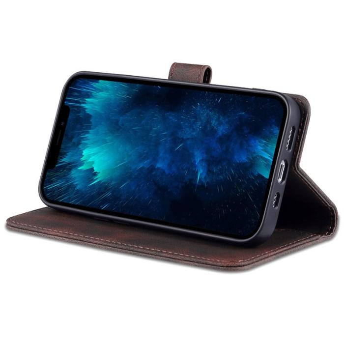 AZNS - AZNS iPhone 13 Pro Plånboksfodral Konstläder - Ställfunktion - Brun
