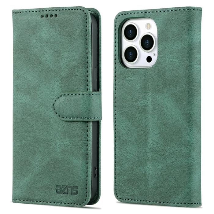 AZNS - AZNS iPhone 13 Pro Plånboksfodral Konstläder - Ställfunktion - Grön