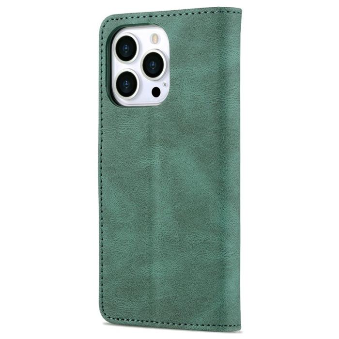 AZNS - AZNS iPhone 13 Pro Plånboksfodral Konstläder - Ställfunktion - Grön
