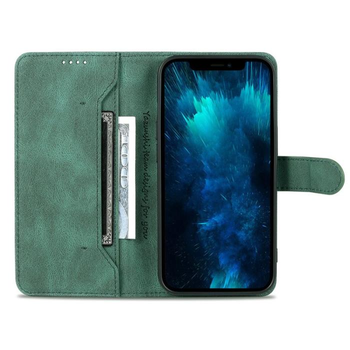 AZNS - AZNS iPhone 13 Pro Plånboksfodral Konstläder - Ställfunktion - Grön