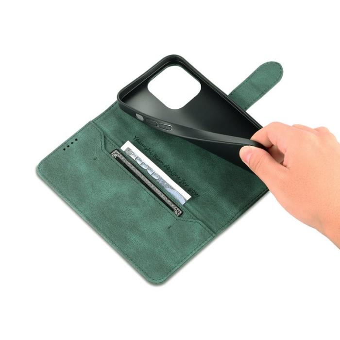 AZNS - AZNS iPhone 13 Pro Plånboksfodral Konstläder - Ställfunktion - Grön