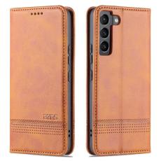 AZNS - AZNS Samsung Galaxy S22 5G Pl&aring;nboksfodral Konstl&auml;der - Brun