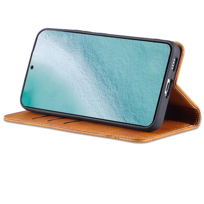 AZNS - AZNS Samsung Galaxy S22 5G Plånboksfodral Konstläder - Brun