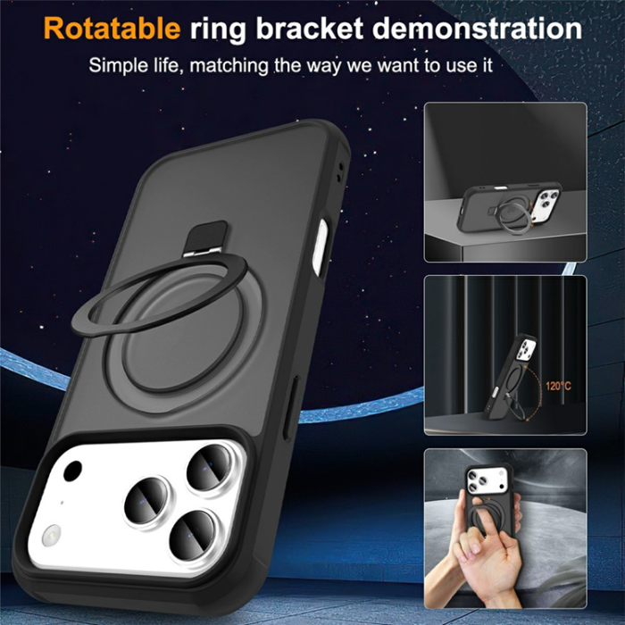 A-One Brand - iPhone 17 Pro Mobilskal MagSafe TPU+PC Kickstand - Svart
