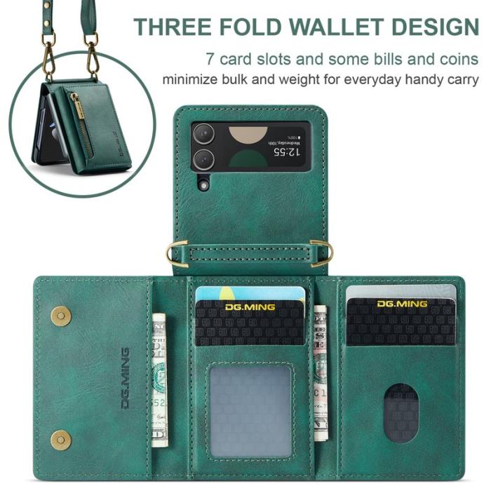 DG.MING - DG.MING Samsung Galaxy Z Flip4 Plånboksfodral RFID-Skydd Grön