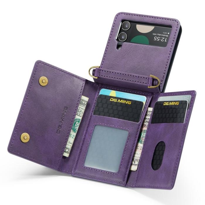 DG.MING - DG.MING Samsung Galaxy Z Flip4 Plånboksfodral RFID-Skydd Lila