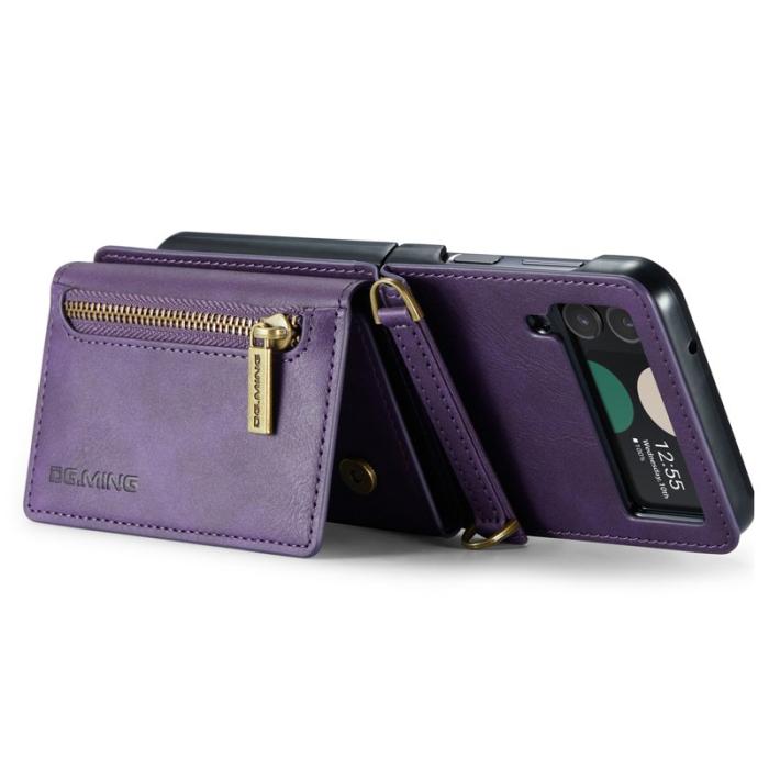 DG.MING - DG.MING Samsung Galaxy Z Flip4 Plånboksfodral RFID-Skydd Lila