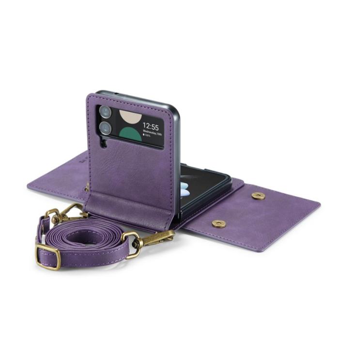 DG.MING - DG.MING Samsung Galaxy Z Flip4 Plånboksfodral RFID-Skydd Lila