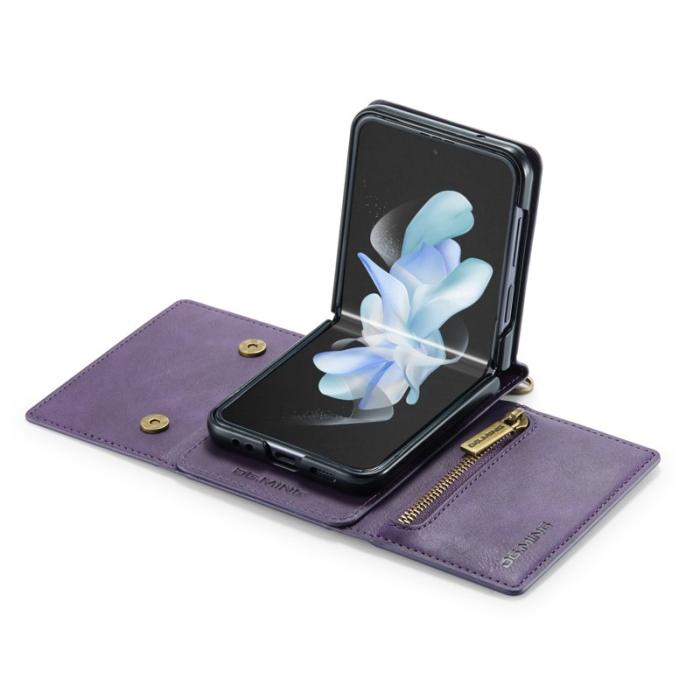 DG.MING - DG.MING Samsung Galaxy Z Flip4 Plånboksfodral RFID-Skydd Lila