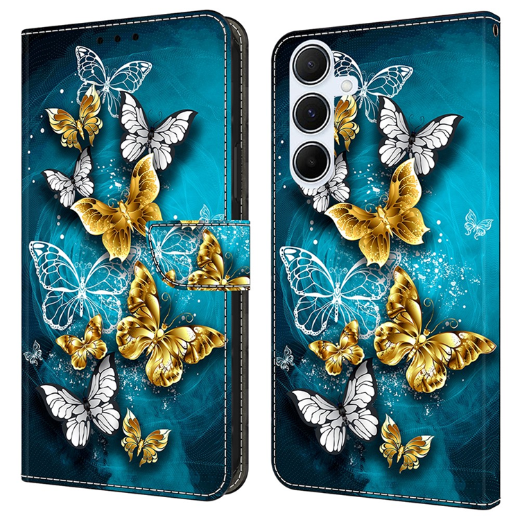 Galaxy A17 5G Konstläder Plånboksfodral Pattern Printing - Gold Butterfly | 2353 | AlltMobil