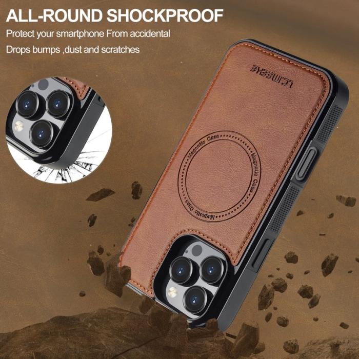 LC.imeeke - LC.IMEEKE L5 iPhone 16 Pro Fodral KonstLäder - Brun