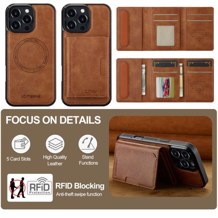 LC.imeeke - LC.IMEEKE L5 iPhone 16 Pro Fodral KonstLäder - Brun