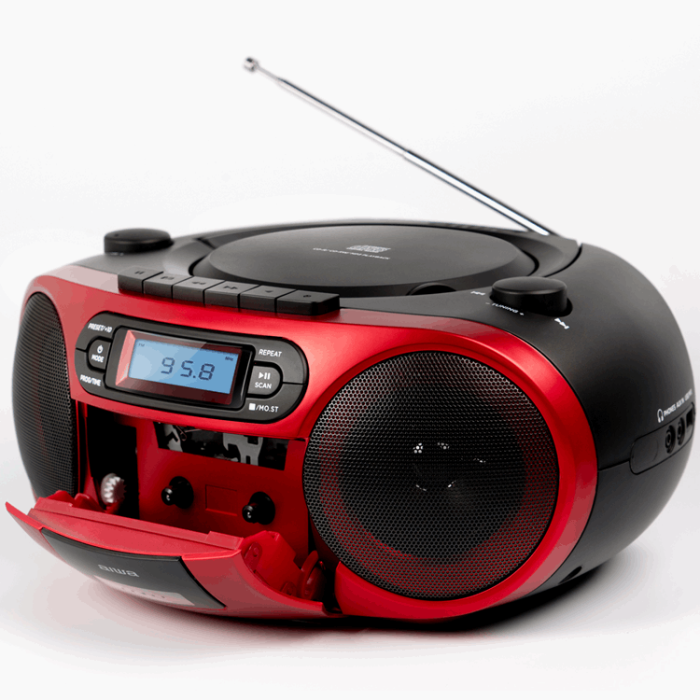 AIWA - AIWA Kassettradio CD/FM-Radio/Kassettband/USB/BT - Röd