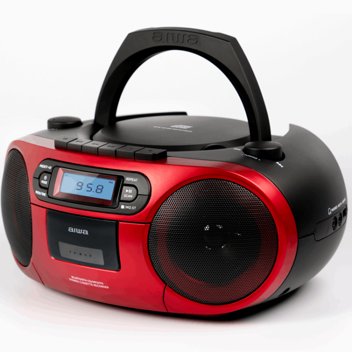 AIWA - AIWA Kassettradio CD/FM-Radio/Kassettband/USB/BT - Röd