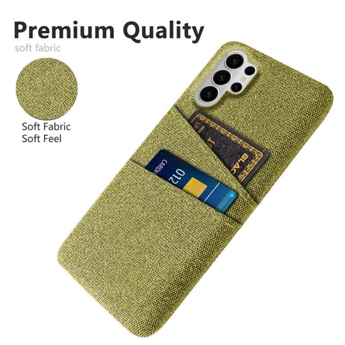 OEM - Samsung Galaxy S26 Ultra Skal Tyg + Hård PC Med Dubbel Kortfack - Gul