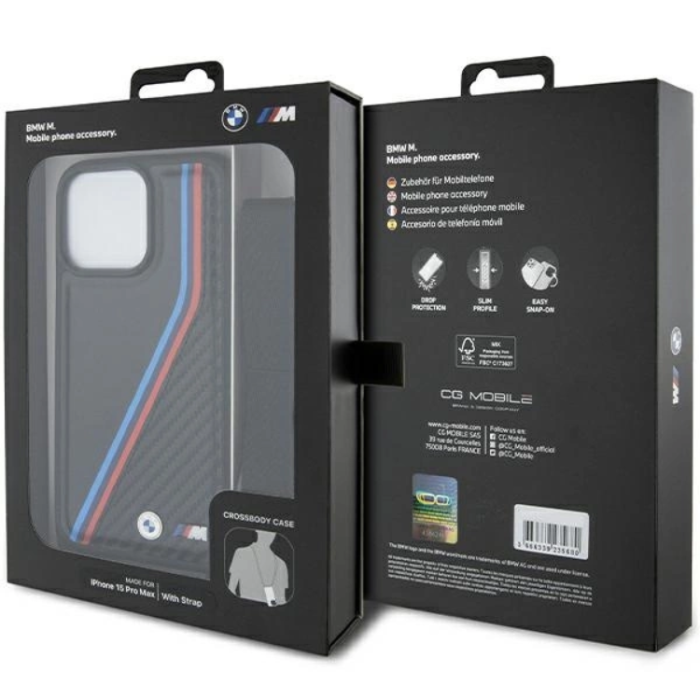BMW - BMW iPhone 15 Pro Halsbandsskal M Edition Carbon Tricolor