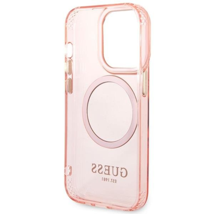 Guess - Guess iPhone 14 Pro Max Mobilskal MagSafe Gold Outline - Rosa